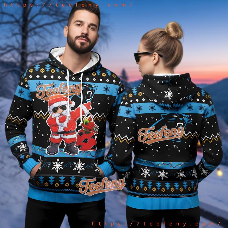 Carolina Panthers Santa With Gift Bag Ugly 3D Hoodie