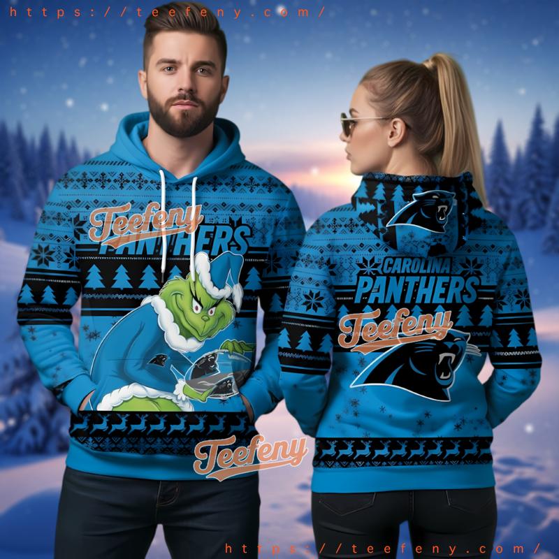 Carolina Panthers Winter Grinch Ugly 3D Hoodie
