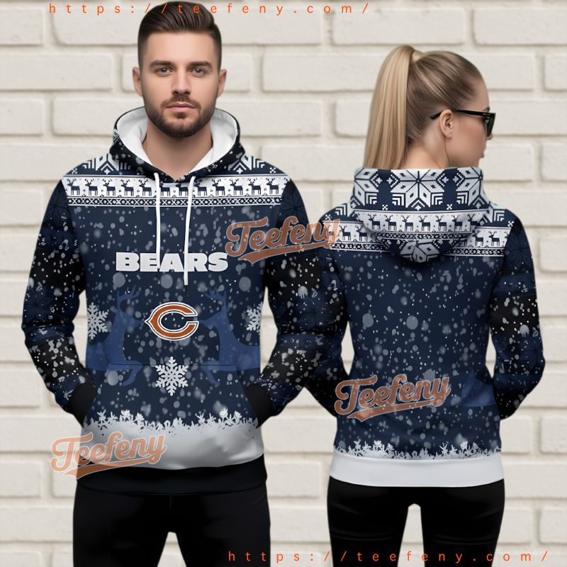 Chicago Bears Christmas Reindeer Ugly Hoodie 3D