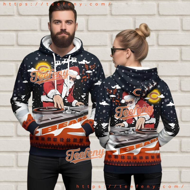 Chicago Bears Dj Santa Claus Ugly Christmas 3D Hoodie Party Gift