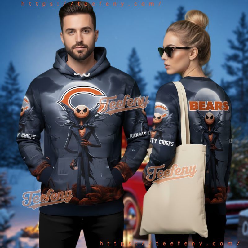 Chicago Bears Jack Skellington Horror Hoodie 3D