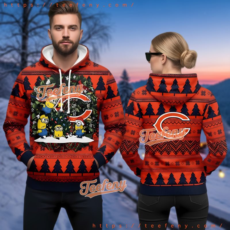 Chicago Bears Minion Ugly Christmas 3D Hoodie Holiday