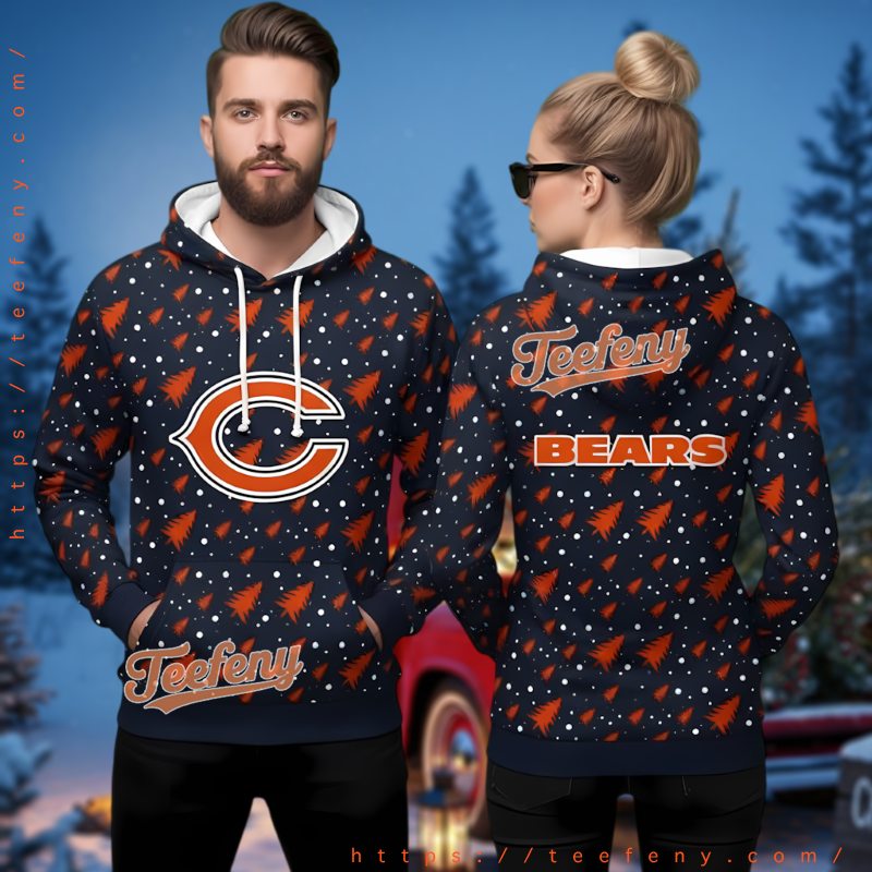 Chicago Bears Pine Tree Snow Ugly Christmas 3D Hoodie Chicago Bears Pine Tree Snow Ugly Christmas 3D Hoodie