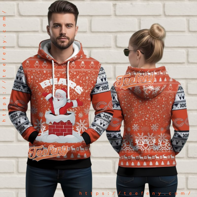 Chicago Bears Santa Chimney 3D Ugly Christmas Hoodie Chicago Bears Santa Chimney 3D Ugly Christmas Hoodie