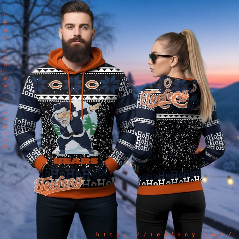Chicago Bears Santa Ho Ho Ho Ugly Christmas Hoodie 3D Chicago Bears Santa Ho Ho Ho Ugly Christmas Hoodie 3D