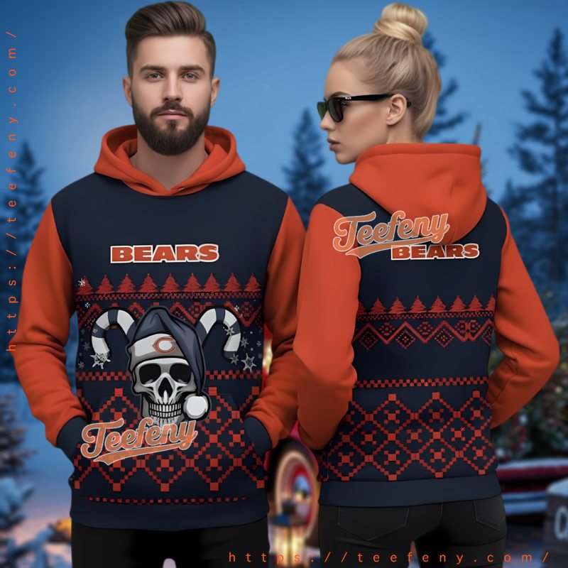 Chicago Bears Skull Candy Christmas Hoodie 3D Nfl Fan Gear Chicago Bears Skull Candy Christmas Hoodie 3D Nfl Fan Gear