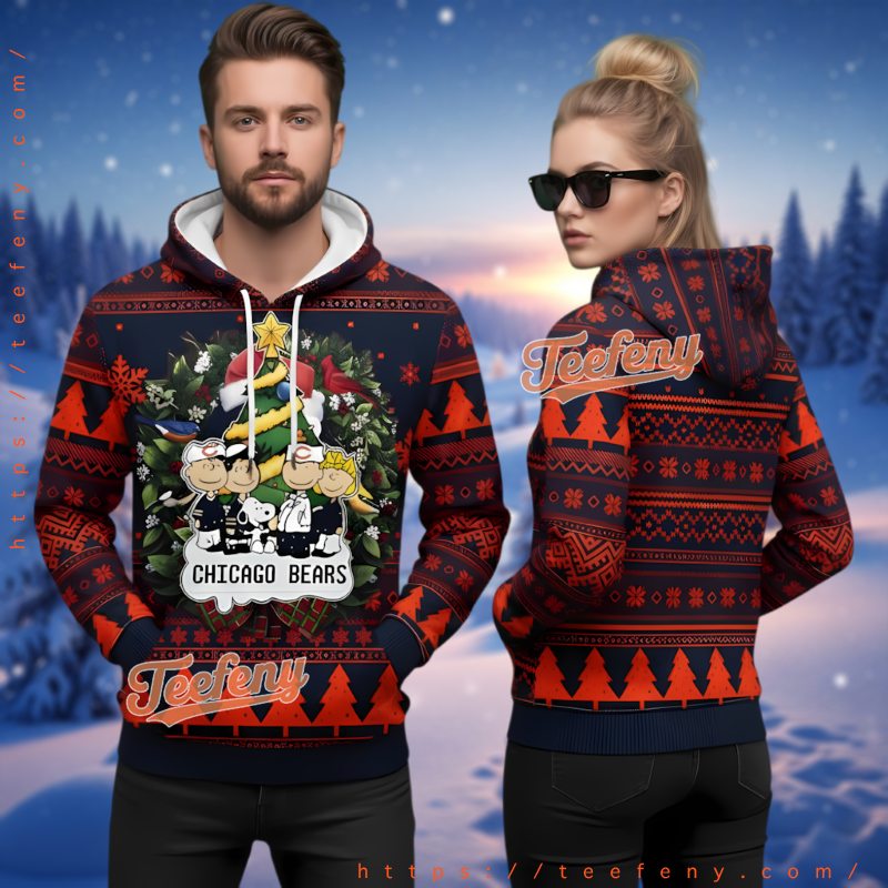 Chicago Bears Snoopy Charlie Brown 3D Ugly Christmas Hoodie Chicago Bears Snoopy Charlie Brown 3D Ugly Christmas Hoodie