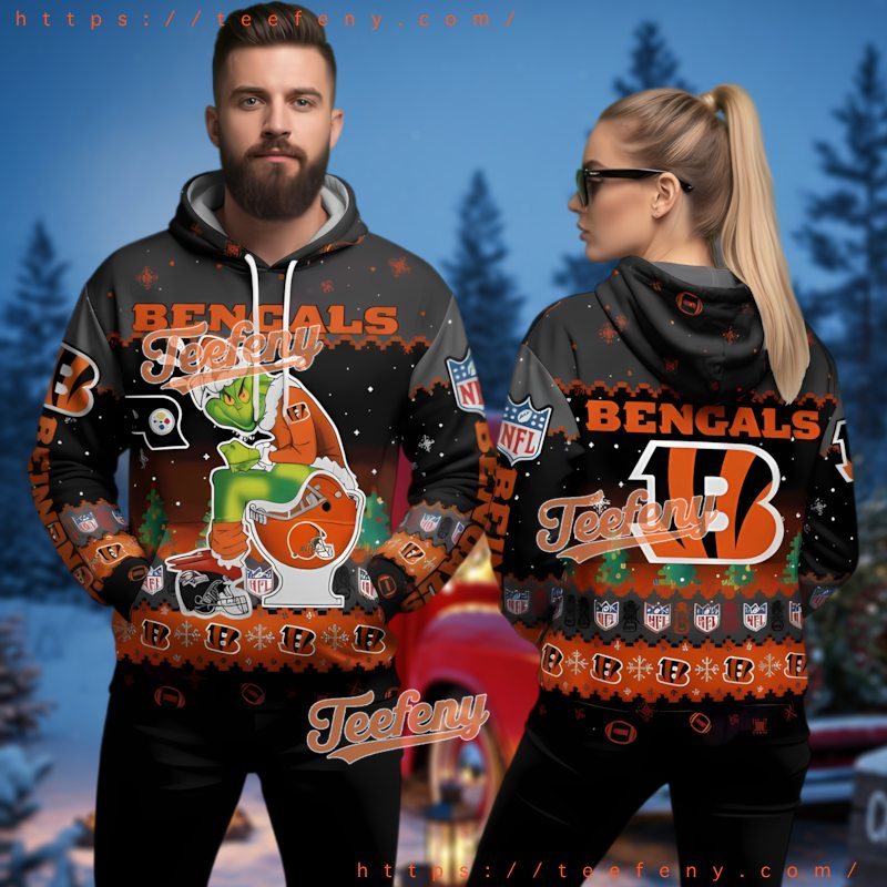 Cincinnati Bengals Funny Grinch 3D Ugly Christmas Hoodie
