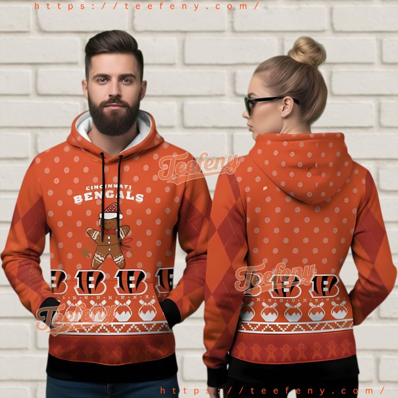 Cincinnati Bengals Gingerbread Ugly Christmas 3D Hoodie
