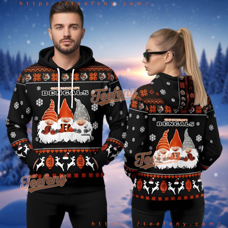 Cincinnati Bengals Gnome Snowflake Ugly Hoodie 3D