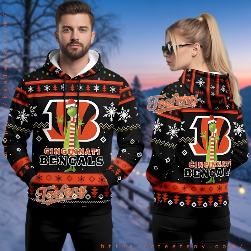 Cincinnati Bengals Grinch Merry Christmas 3D Ugly Christmas Hoodie