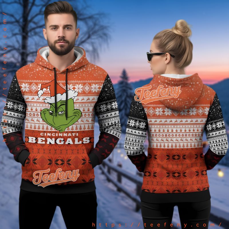 Cincinnati Bengals Grinch Merry Christmas 3D Ugly Hoodie
