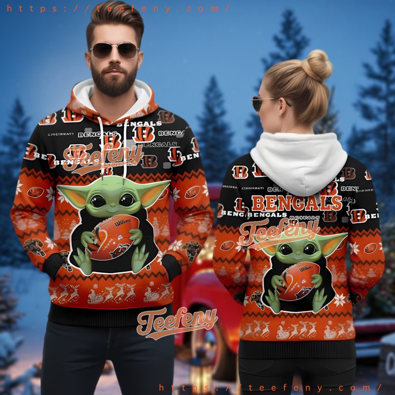Cincinnati Bengals Grogu Ugly Christmas Hoodie 3D Men Women