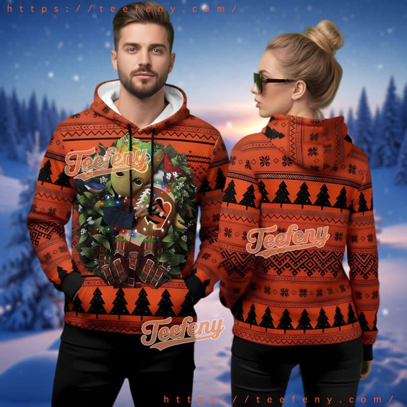 Cincinnati Bengals Groot Christmas Wreath Ugly Hoodie 3D