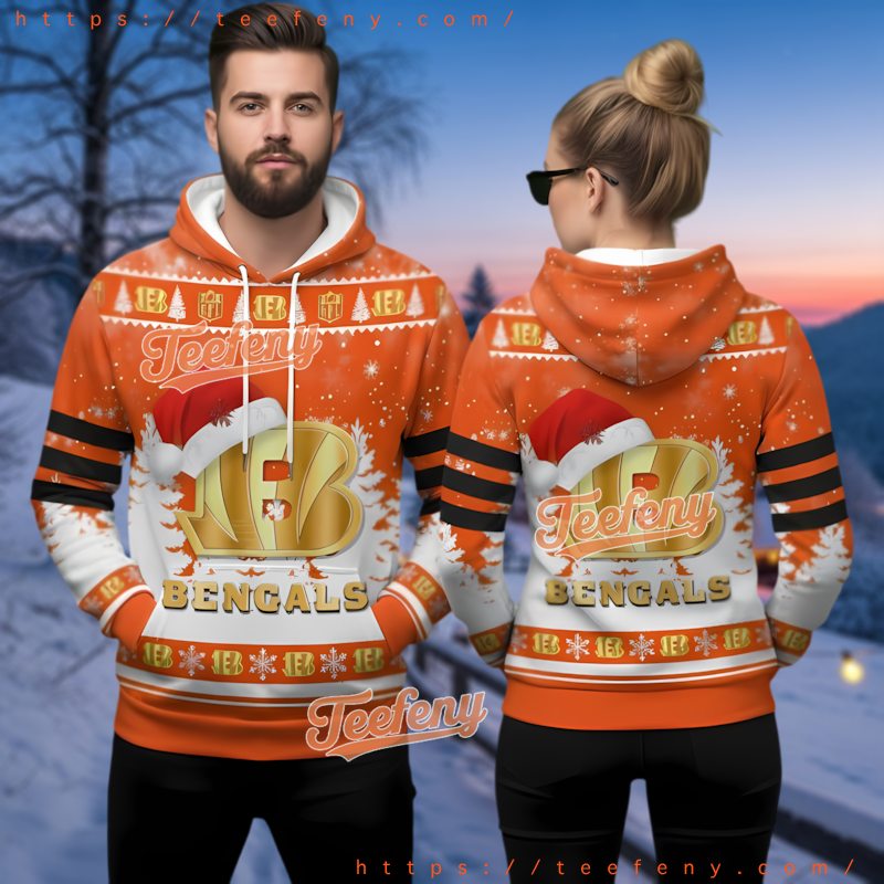 Cincinnati Bengals Orange White Logo 3D Ugly Christmas Hoodie