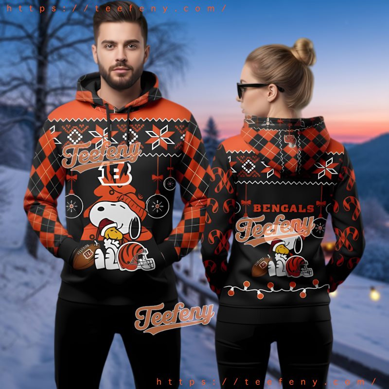 Cincinnati Bengals Snoopy Christmas Tree Ugly Hoodie 3D Cincinnati Bengals Snoopy Christmas Tree Ugly Hoodie 3D