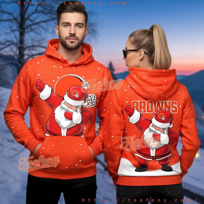 Cleveland Browns Dabbing Santa Christmas Gift 3D Hoodie