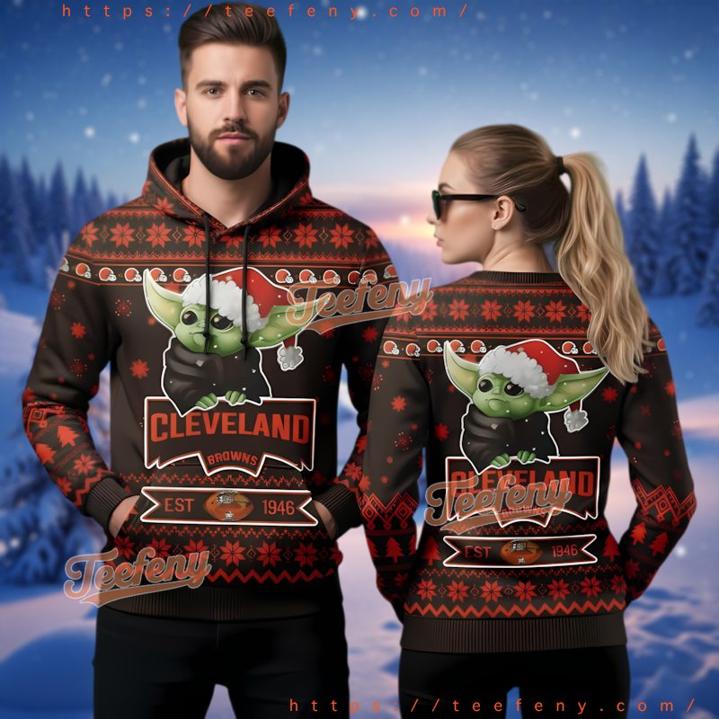 Cleveland Browns Grogu Ugly Christmas 3D Hoodie Star Wars Inspired