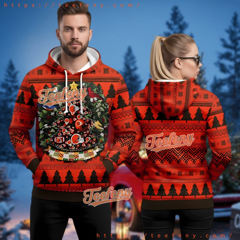 Cleveland Browns Orange Christmas Tree 3D Ugly Hoodie Cleveland Browns Orange Christmas Tree 3D Ugly Hoodie
