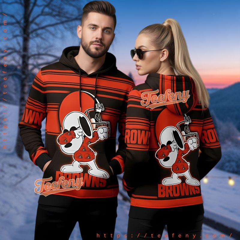 Cleveland Browns Snoopy Dabbing Peanuts Hoodie 3D Cleveland Browns Snoopy Dabbing Peanuts Hoodie 3D