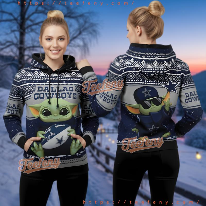 Dallas Cowboys Baby Yoda Holiday Pullover 3D Hoodie
