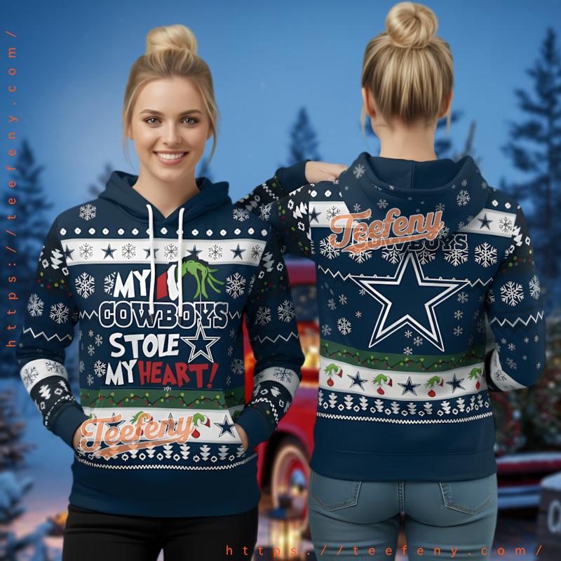 Dallas Cowboys Grinchmas Heart Ugly Christmas Sweater Style 3D Print Hoodie