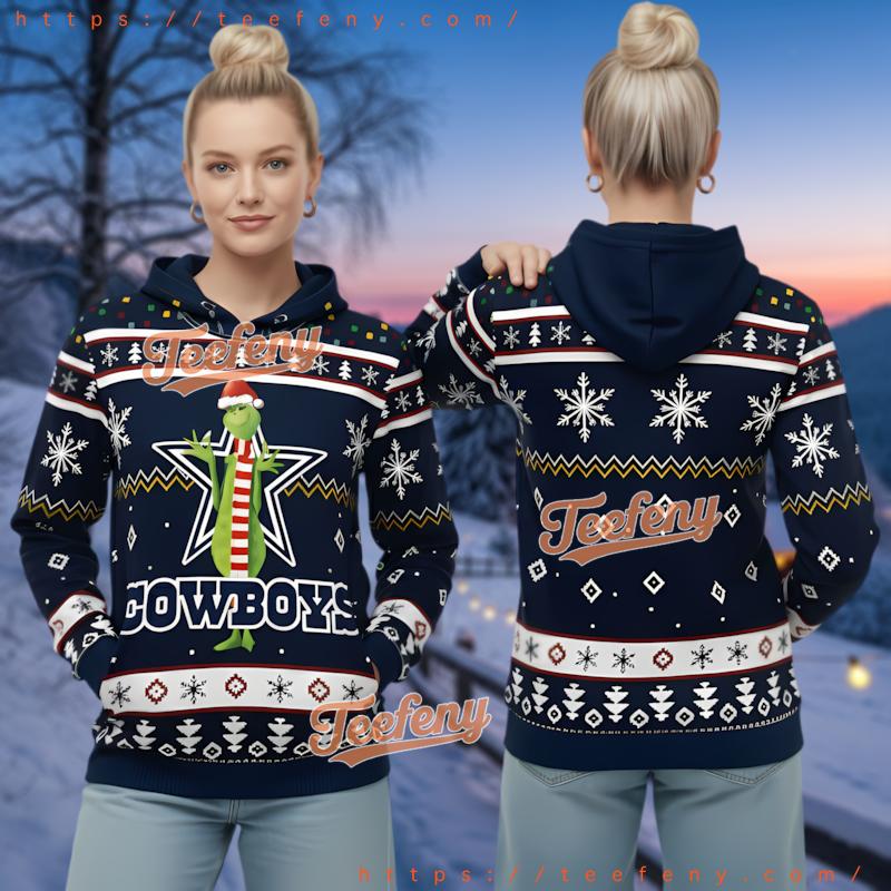 Dallas Cowboys Grinchmas Ugly 3D Pullover Hoodie