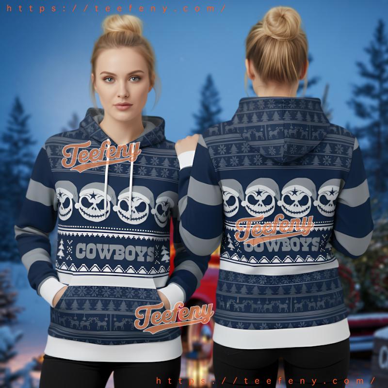 Dallas Cowboys Jack Skellington Ugly 3D Hoodie Nightmare Before Christmas
