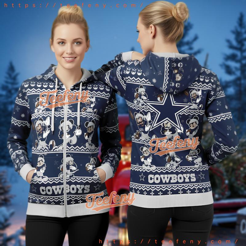 Dallas Cowboys Mickey Mouse Christmas 3D Ugly Hoodie Disney Gift