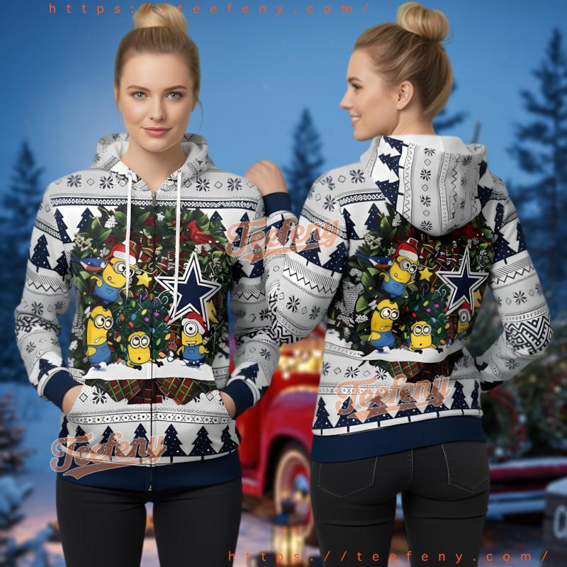 Dallas Cowboys Minions Christmas 3D Ugly Hoodie Youth