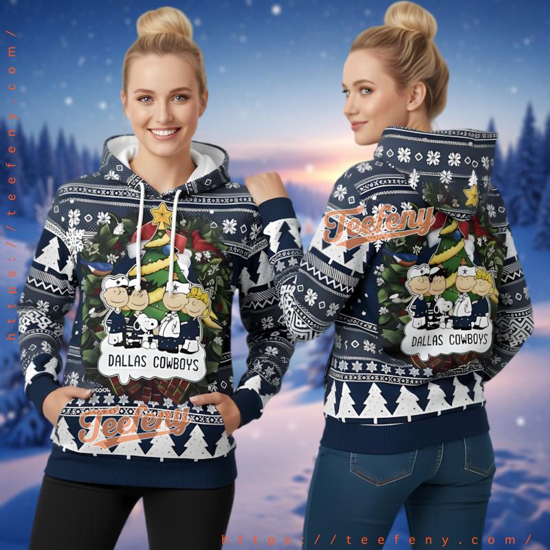 Dallas Cowboys Peanuts Snoopy Ugly Christmas 3D Hoodie Men