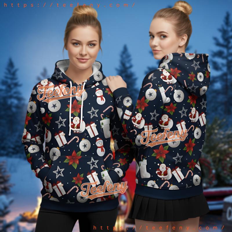 Dallas Cowboys Santa Gift Pattern Christmas 3D Hoodie