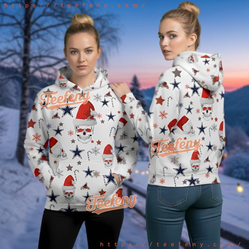 Dallas Cowboys Skull Candy Cane Snowflake Ugly Christmas 3D Hoodie