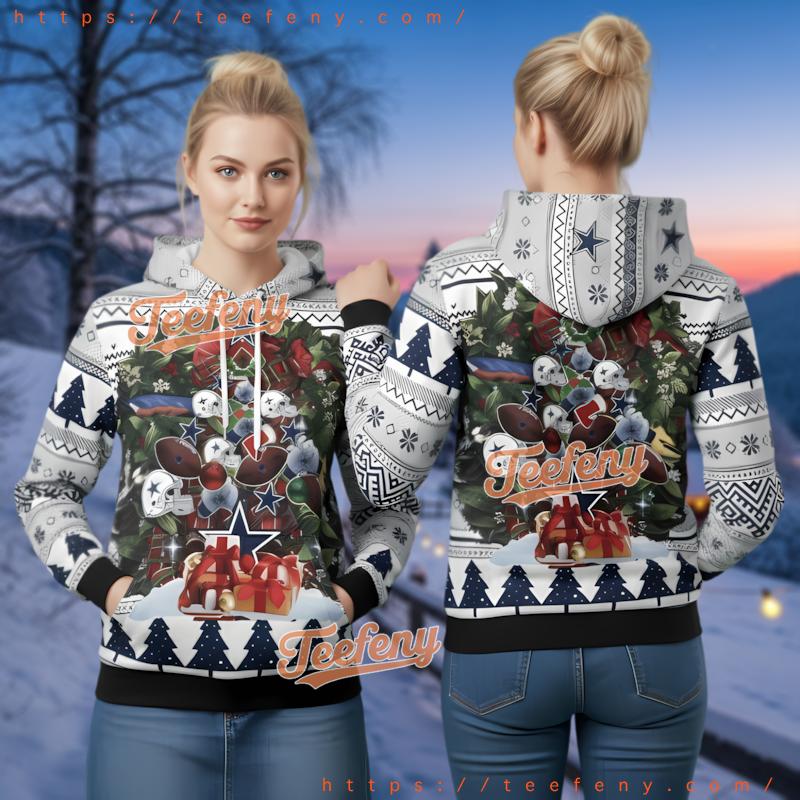 Dallas Cowboys Ugly Christmas Wreath 3D Hoodie Festive Nfl Fan Gear