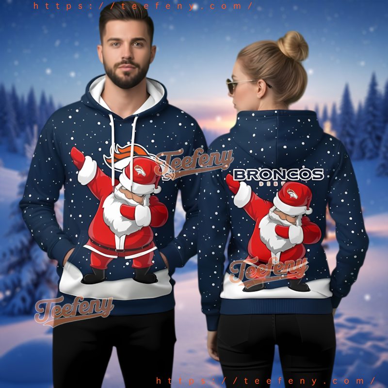 Denver Broncos Dabbing Santa 3D Ugly Christmas Hoodie