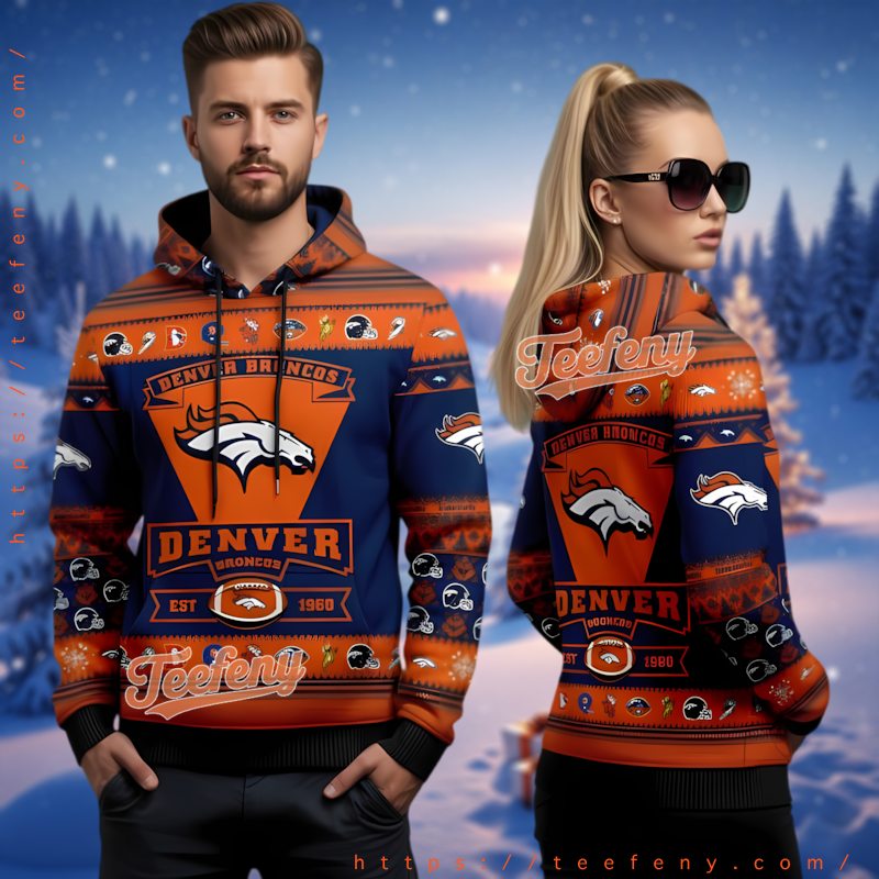Denver Broncos Football Fan 3D Ugly Christmas Hoodie Holiday Gear