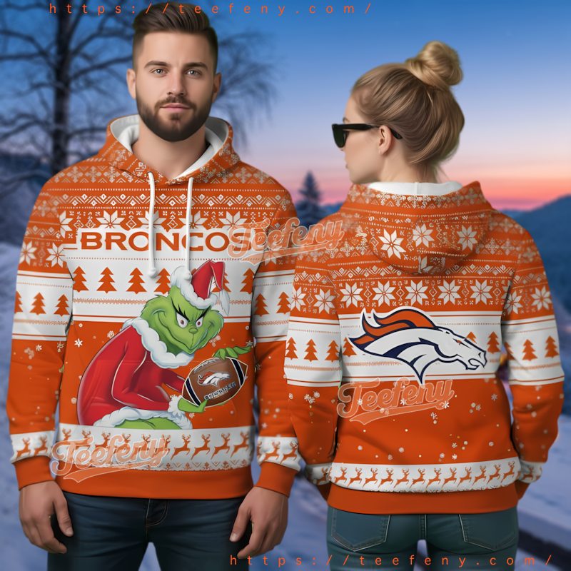 Denver Broncos Grinch Football Ugly Christmas 3D Hoodie For Men Women