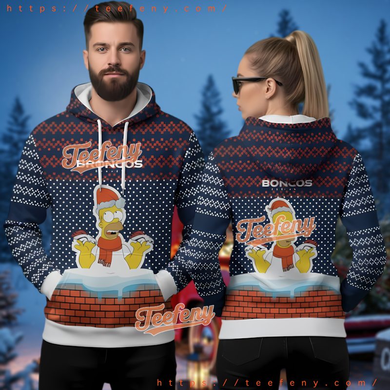 Denver Broncos Homer Simpson Ugly Christmas 3D Hoodie Gift