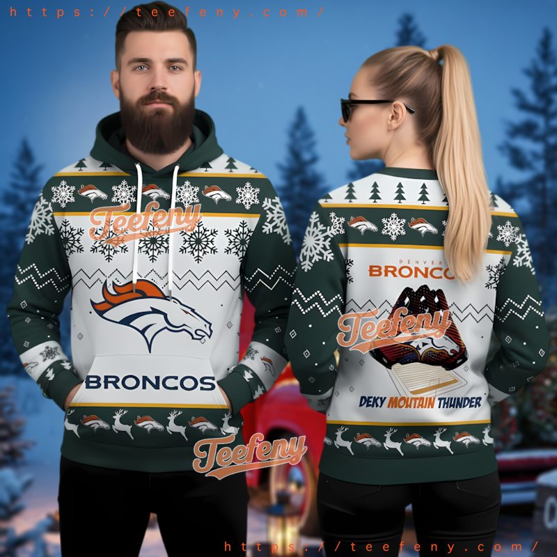 Denver Broncos Horse Logo Green Ugly Christmas Hoodie 3D