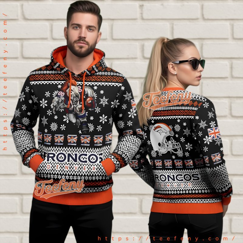 Denver Broncos Mascot 3D Ugly Christmas Hoodie Fan Gear
