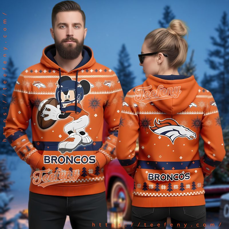 Denver Broncos Homer Simpson Ugly Christmas 3D Hoodie Gift Denver Broncos Homer Simpson Ugly Christmas 3D Hoodie Gift