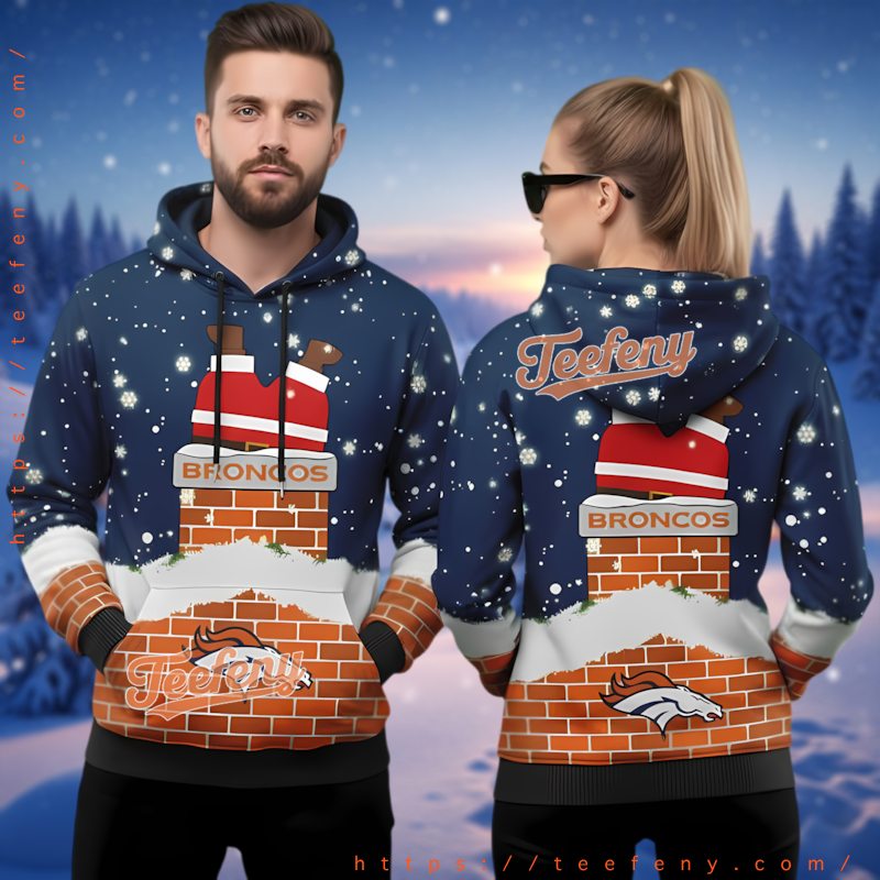 Denver Broncos Santa Climber Ugly Christmas Hoodie Design