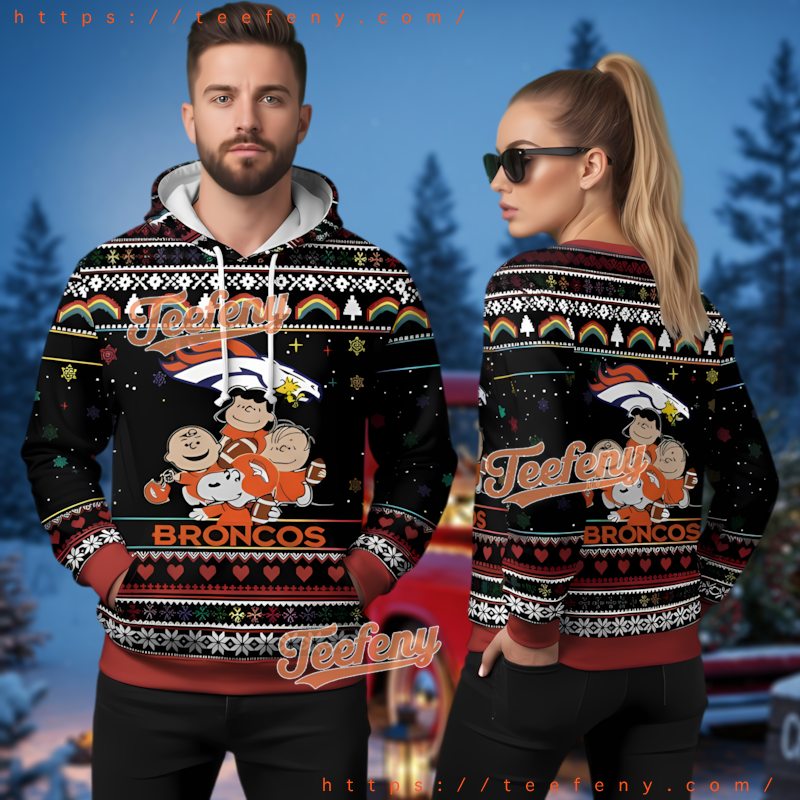 Denver Broncos Snoopy And Friends 3D Ugly Christmas Hoodie For Fans