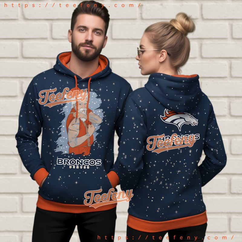 Denver Broncos Tattoo Santa 3D Ugly Christmas Hoodie