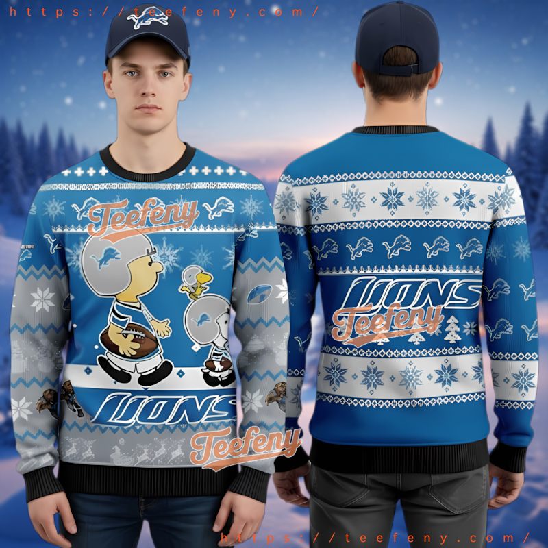 Detroit Lions Charlie Brown Snoopy Ugly Christmas Sweater 3D Print