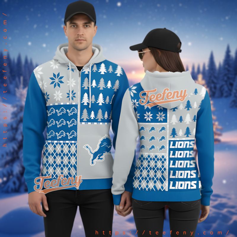 Detroit Lions Aidan Hutchinson Ugly Christmas 3D Hoodie Fan Gear Detroit Lions Aidan Hutchinson Ugly Christmas 3D Hoodie Fan Gear