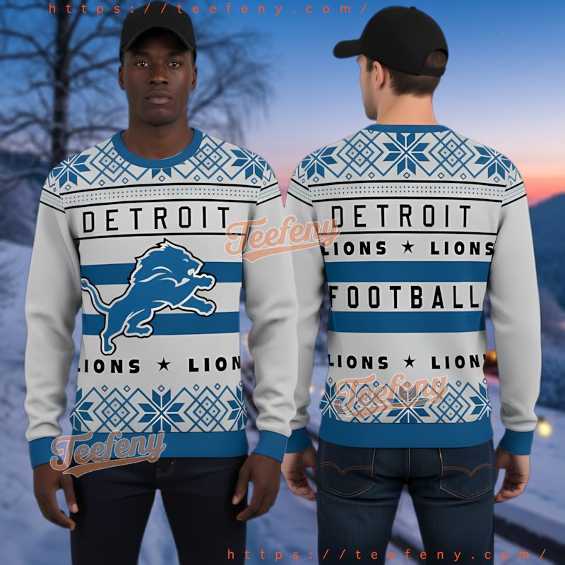 Detroit Lions Classic Pattern Ugly Christmas Sweater