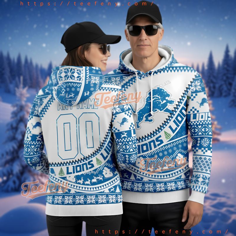 Detroit Lions Custom Number Name Ugly 3D Hoodie Full Print