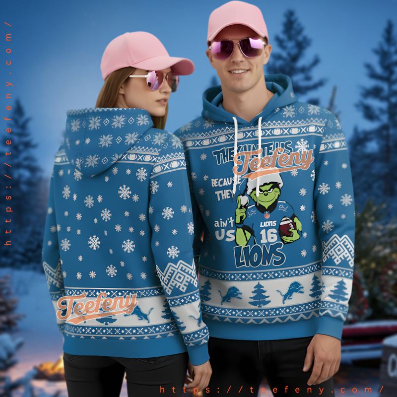 Detroit Lions Grinch They Hate Us Ugly Christmas 3D Hoodie