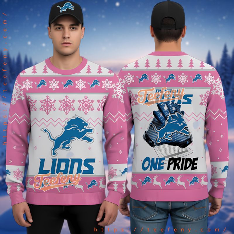 Detroit Lions One Pride Christmas Sweater Pink Nfl Fan Gear Detroit Lions One Pride Christmas Sweater Pink Nfl Fan Gear